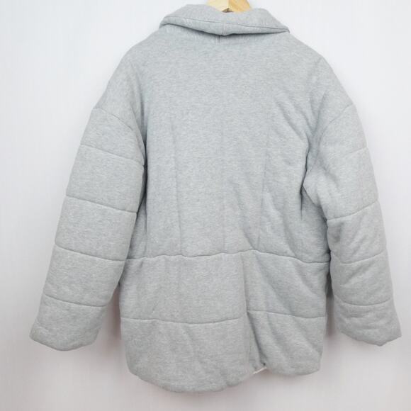 Madewell Sweatshirt Puffer Coat Size L Heathered Gray‎ Knit Jacket Style NB332 - Picture 6 of 12